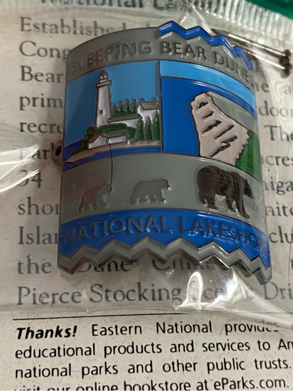 Sleeping Bear Dunes National Lakeshore Hiking Stick Medallion - Blue & Silver
